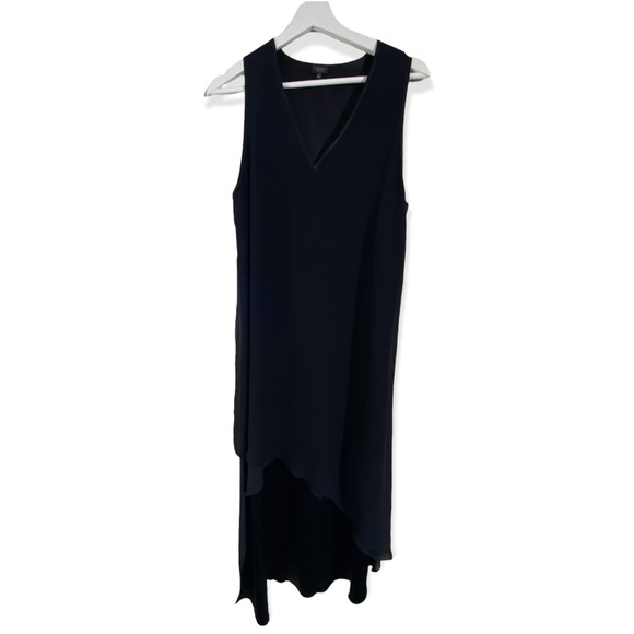 T.BABATON High Low Silk Dress, V Neck, Asymmetrical - Picture 3 of 8